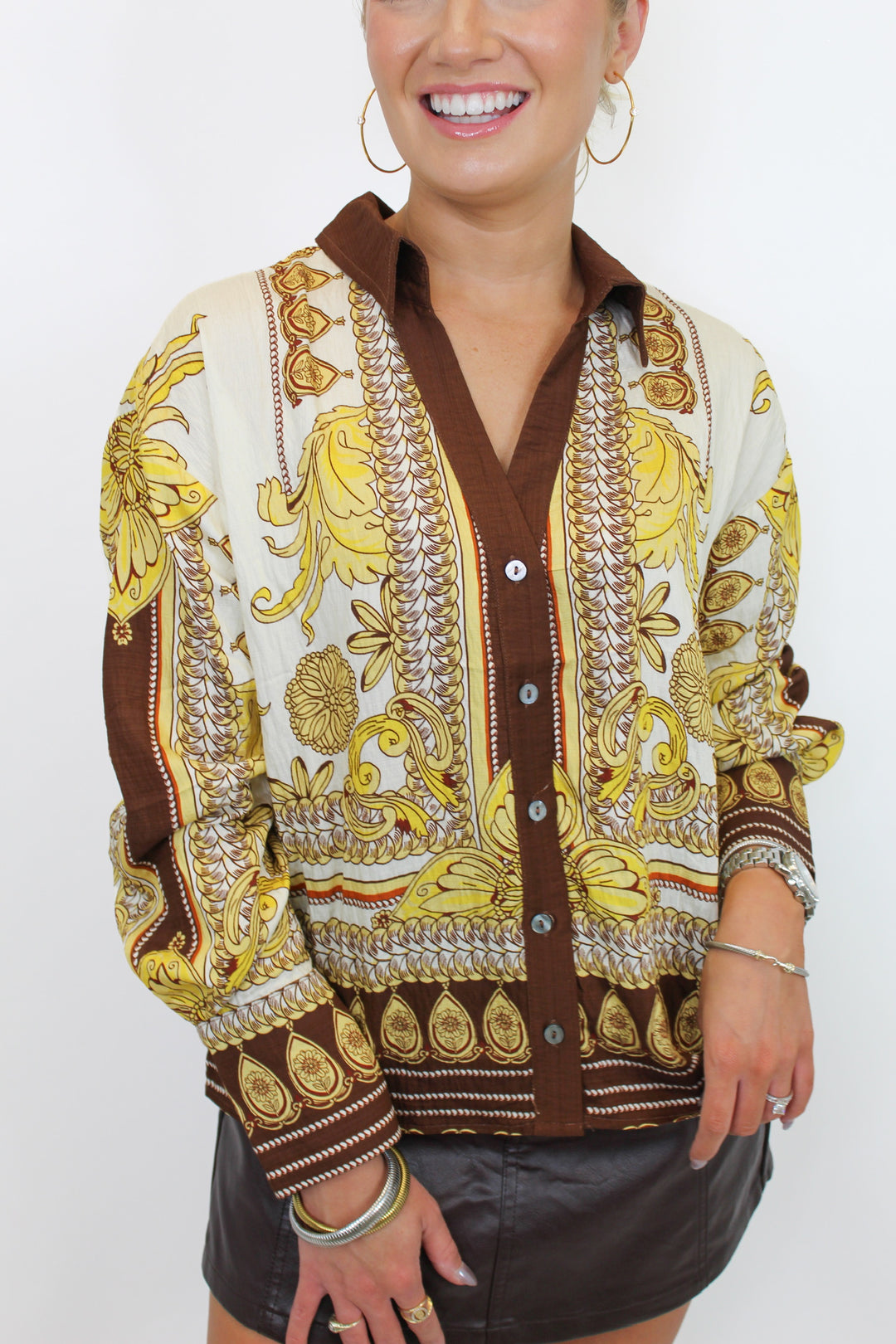 MAPLE COLLARED BUTTON DOWN TOP