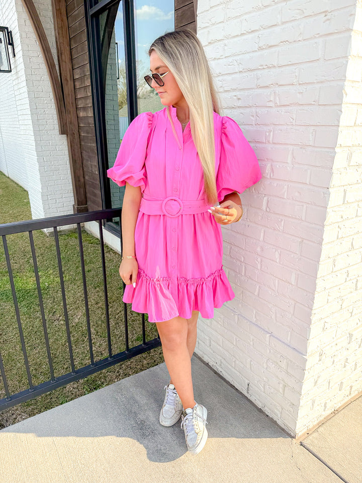 CAMELLIA BELTED DRESS