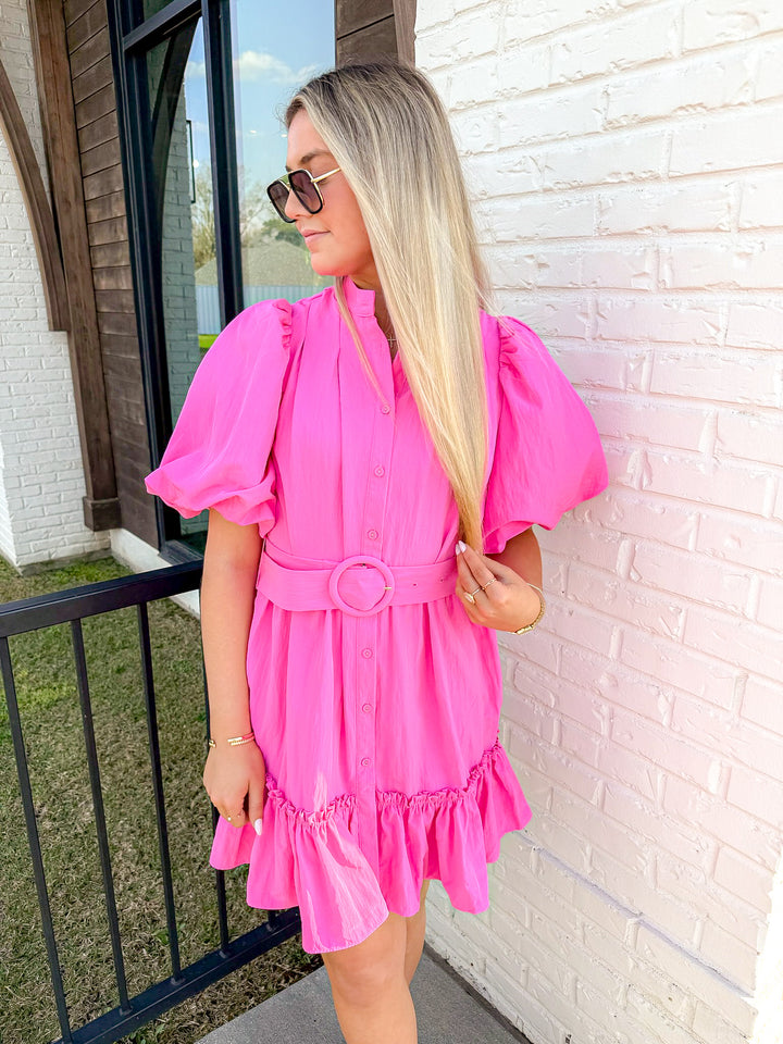 CAMELLIA BELTED DRESS