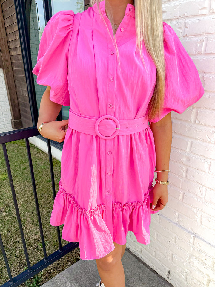 CAMELLIA BELTED DRESS