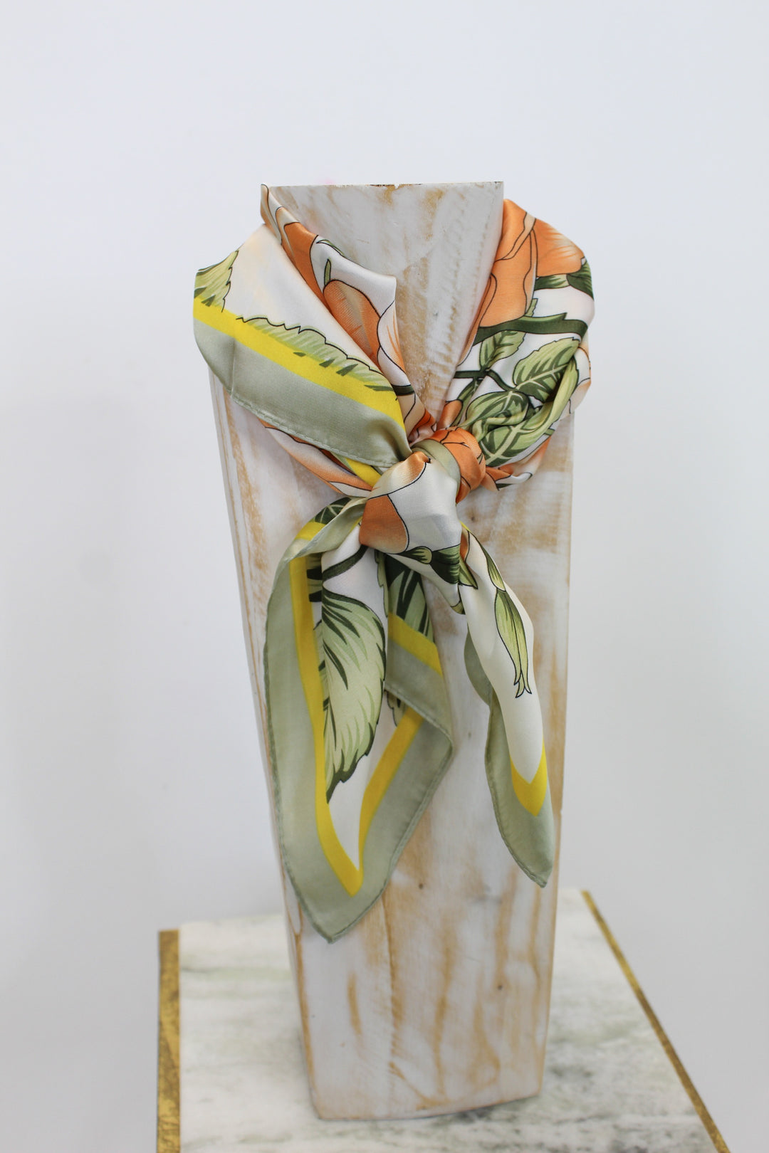 GREEN + ORANGE FLORAL SCARF