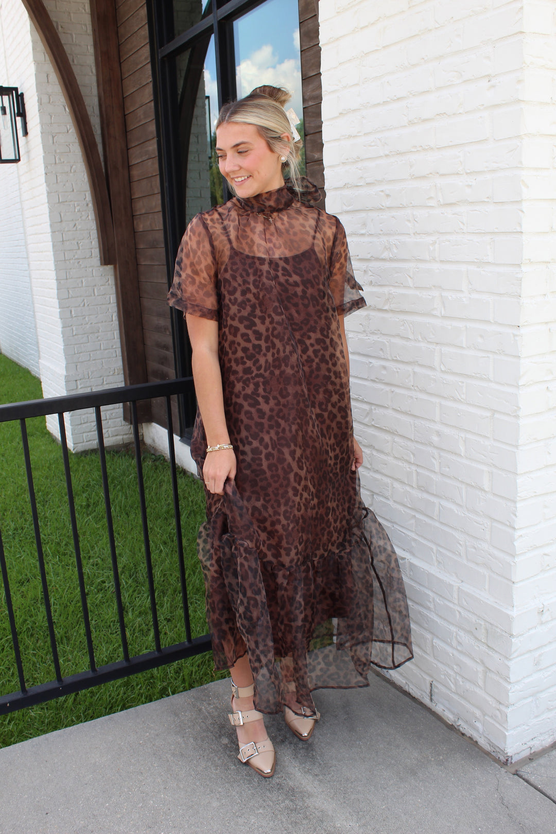 NORA LEOPARD MIDI DRESS