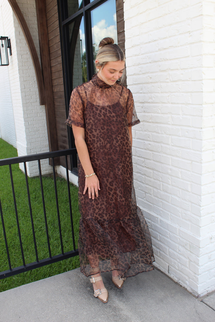 NORA LEOPARD MIDI DRESS
