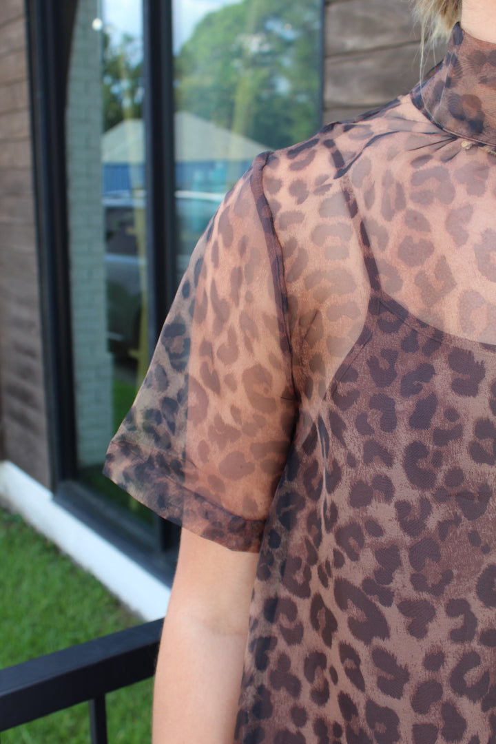 NORA LEOPARD MIDI DRESS