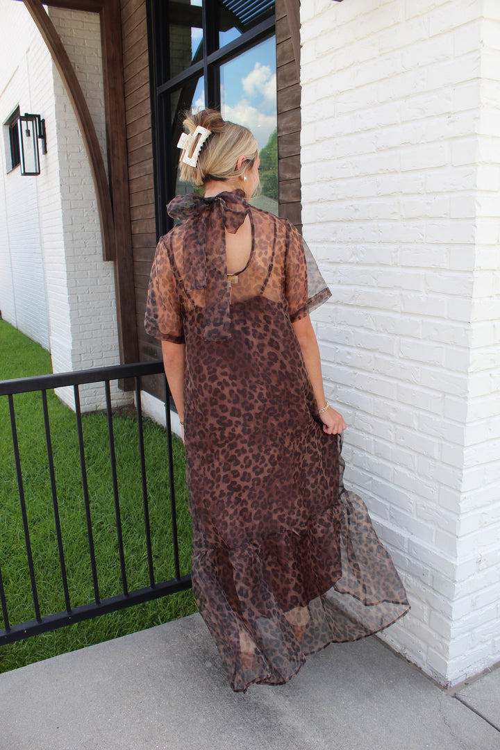 NORA LEOPARD MIDI DRESS