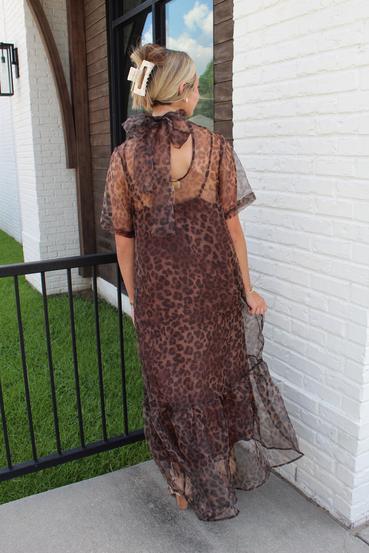 NORA LEOPARD MIDI DRESS