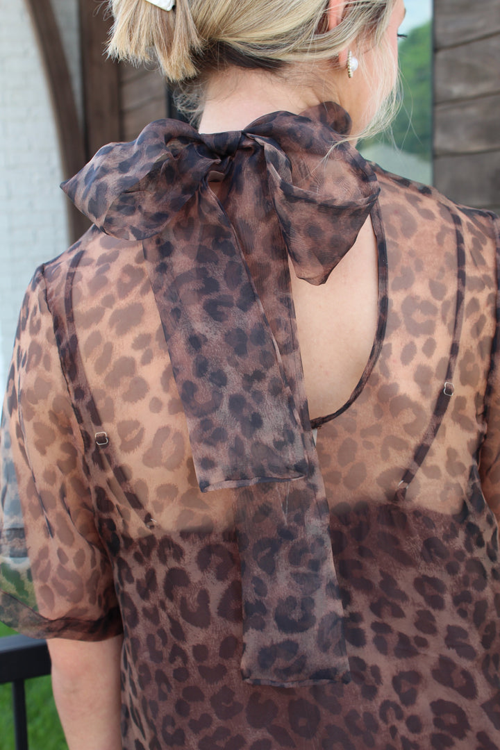 NORA LEOPARD MIDI DRESS