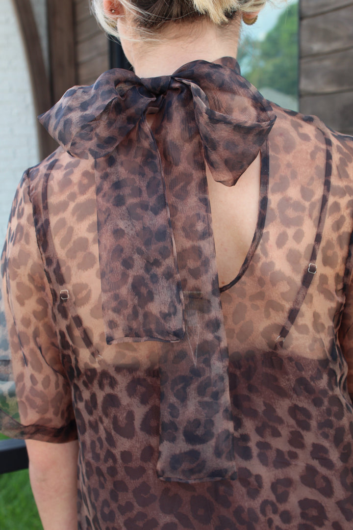 NORA LEOPARD MIDI DRESS