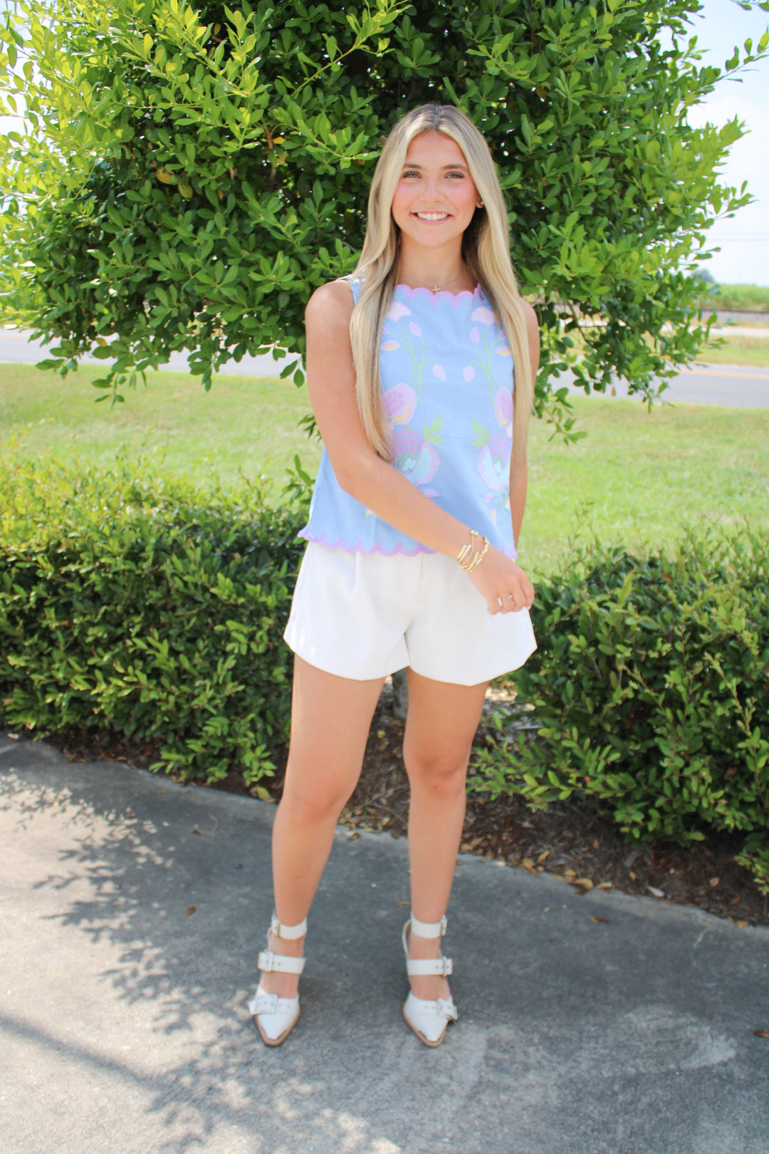 BRANDI EMBROIDERED SCALLOPED TANK