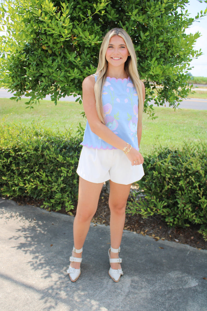 BRANDI EMBROIDERED SCALLOPED TANK