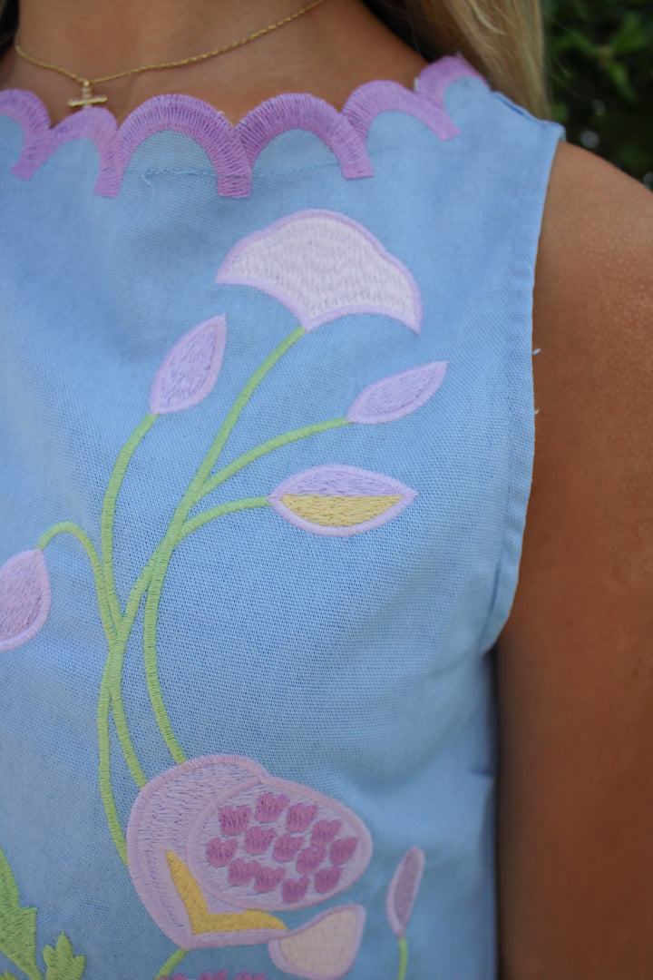 BRANDI EMBROIDERED SCALLOPED TANK