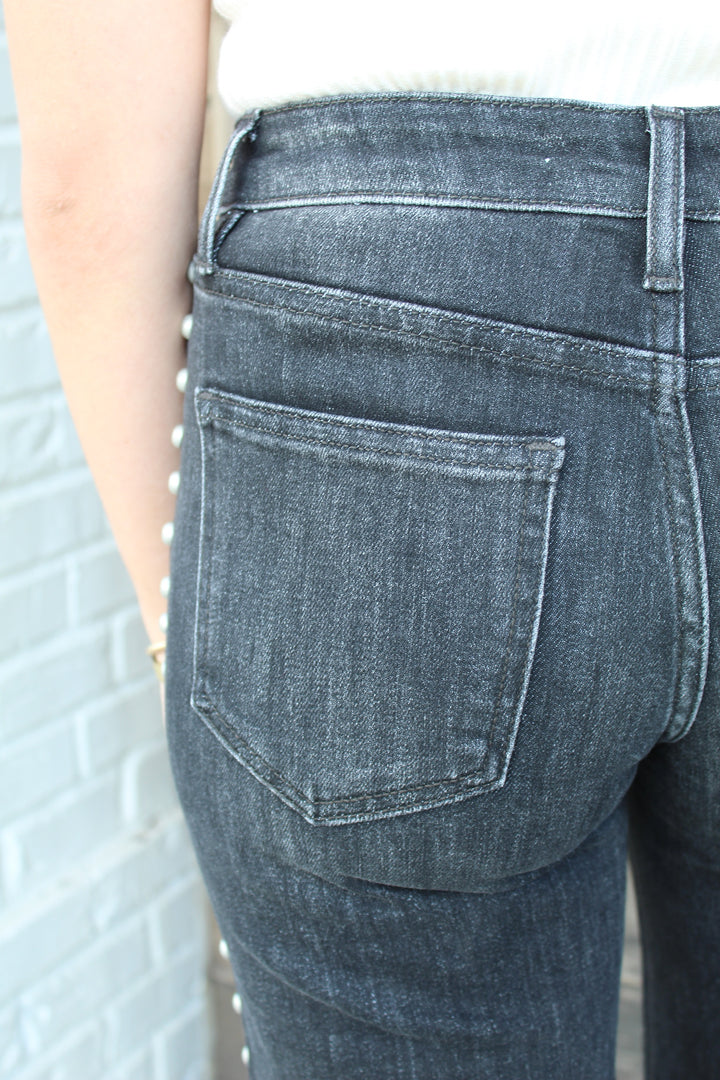 THE COLLINS BLACK MID RISE STUDDED JEAN