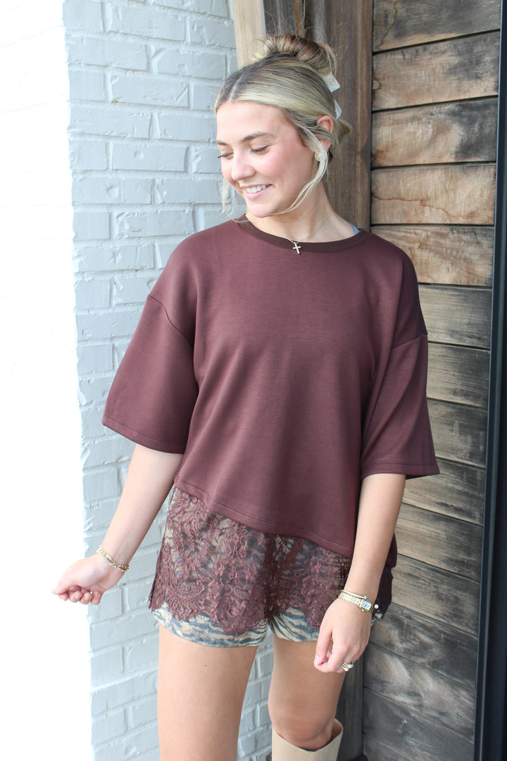 THE FINISHING TOUCH LACE LINED TEE