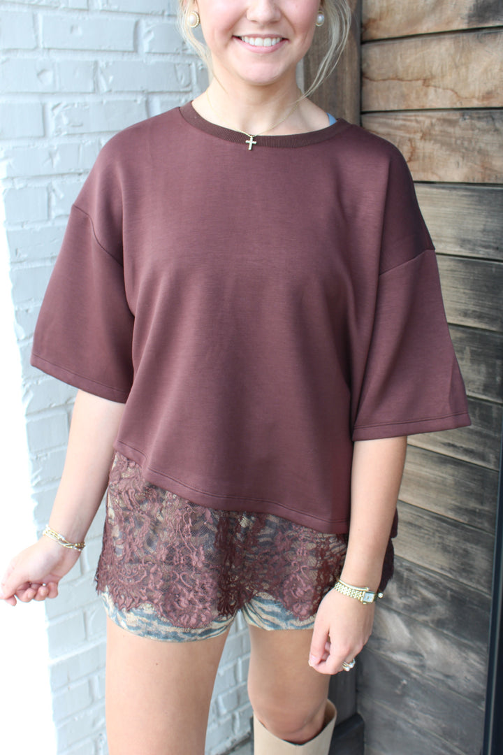 THE FINISHING TOUCH LACE LINED TEE