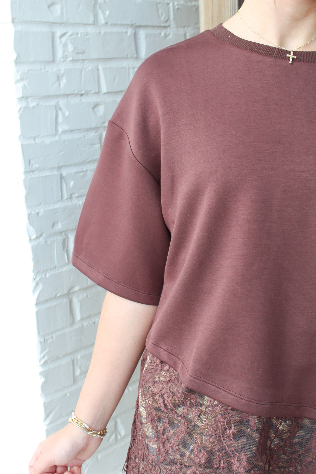 THE FINISHING TOUCH LACE LINED TEE