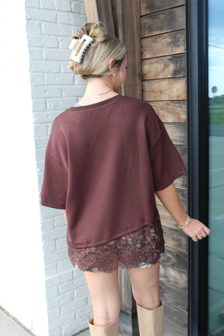 THE FINISHING TOUCH LACE LINED TEE