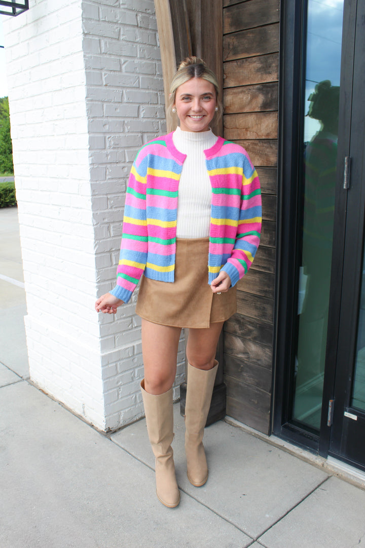 THE BLOCK PARTY COLOR BLOCK CARDIGAN