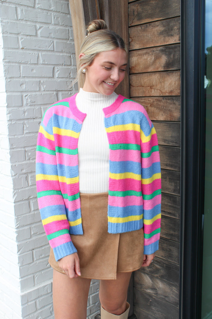 THE BLOCK PARTY COLOR BLOCK CARDIGAN