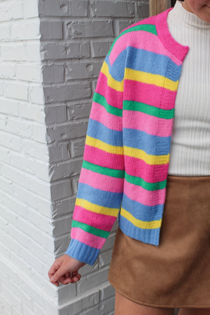 THE BLOCK PARTY COLOR BLOCK CARDIGAN