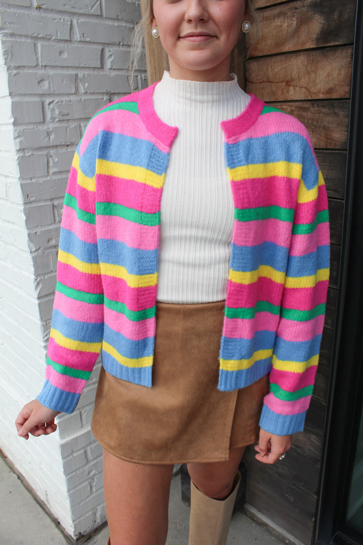 THE BLOCK PARTY COLOR BLOCK CARDIGAN
