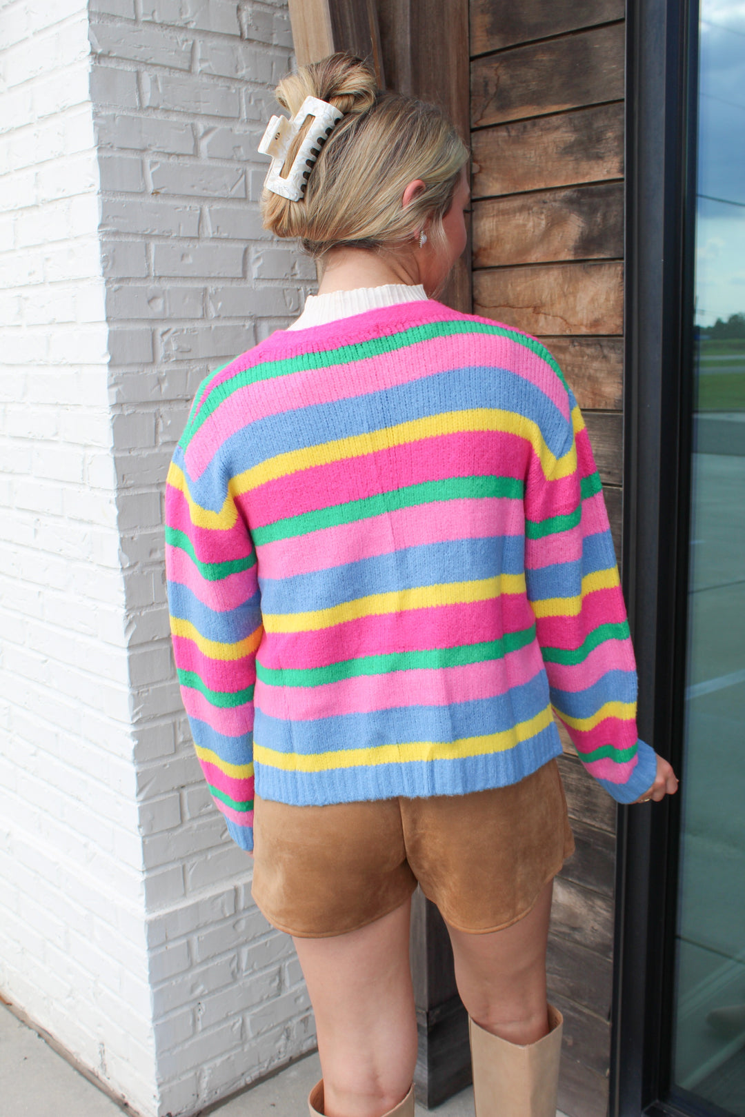 THE BLOCK PARTY COLOR BLOCK CARDIGAN