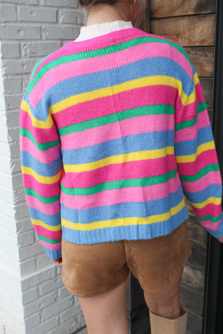 THE BLOCK PARTY COLOR BLOCK CARDIGAN