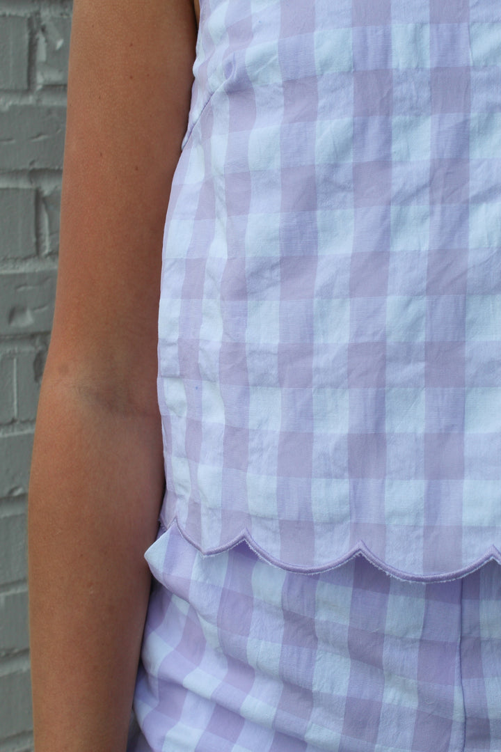 LAVENDER LOVE GINGHAM SET TOP
