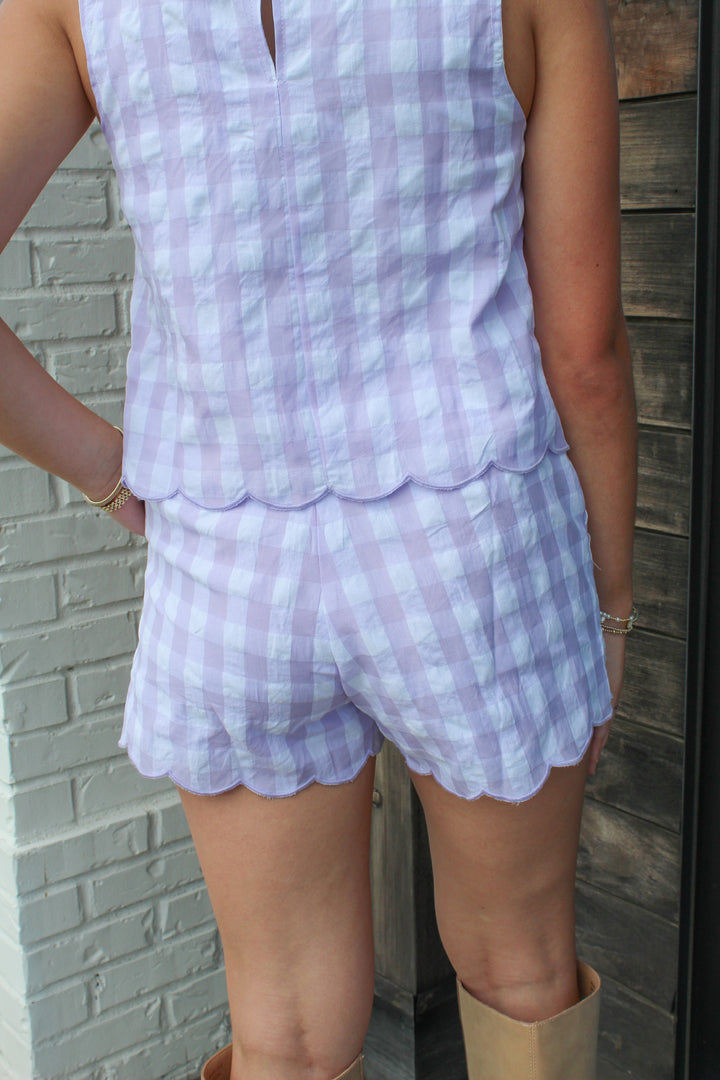 LAVENDER LOVE GINGHAM SET SHORTS