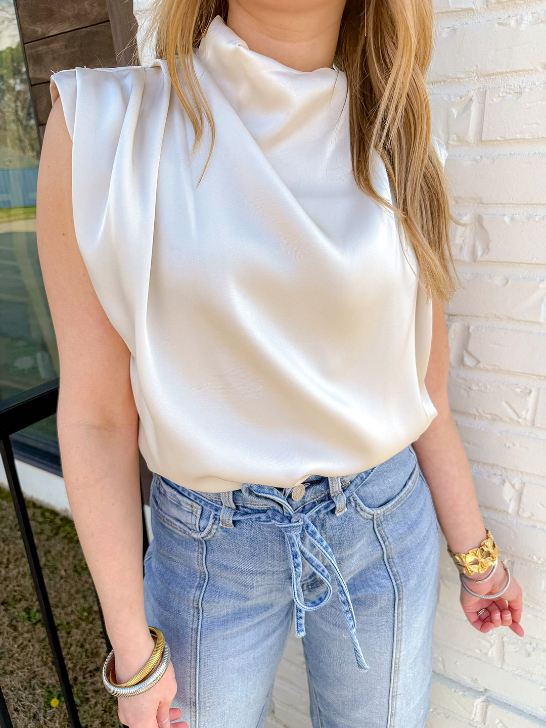 CROWD PLEASER COWL NECK TOP