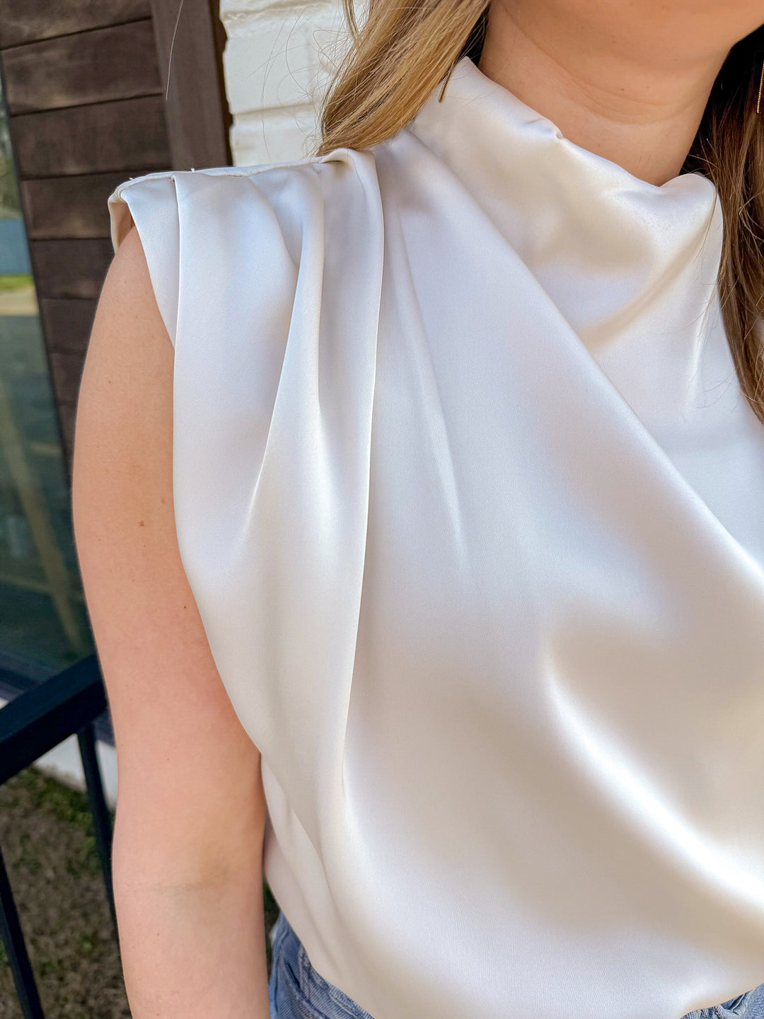 CROWD PLEASER COWL NECK TOP