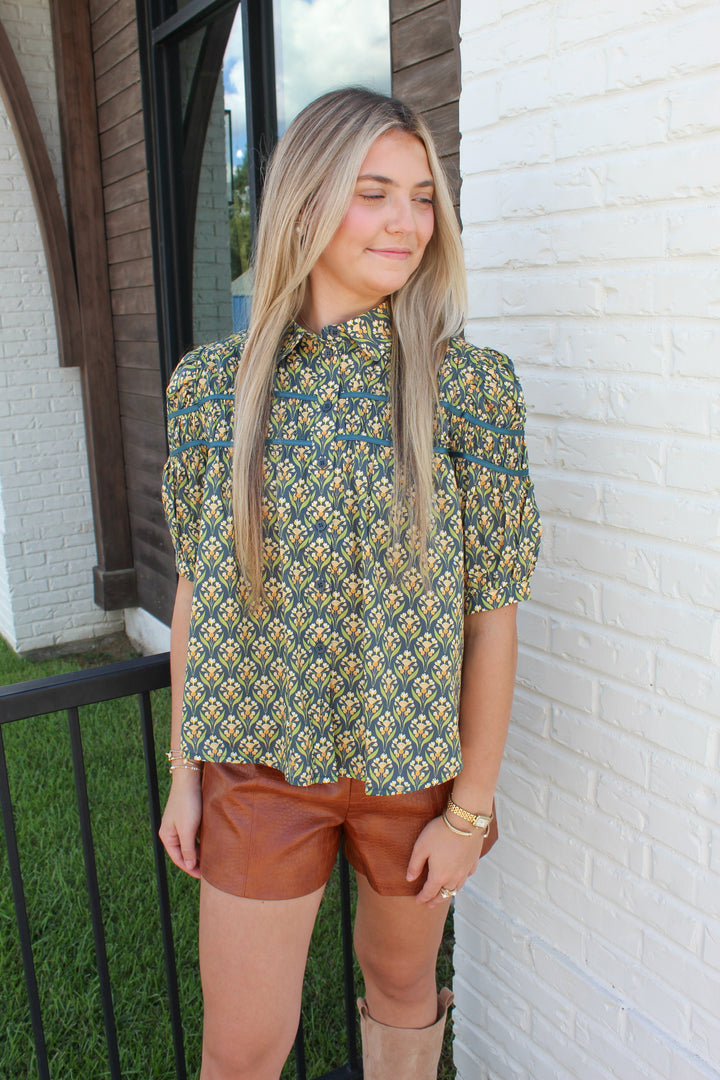SEA GLASS FLORAL TOP