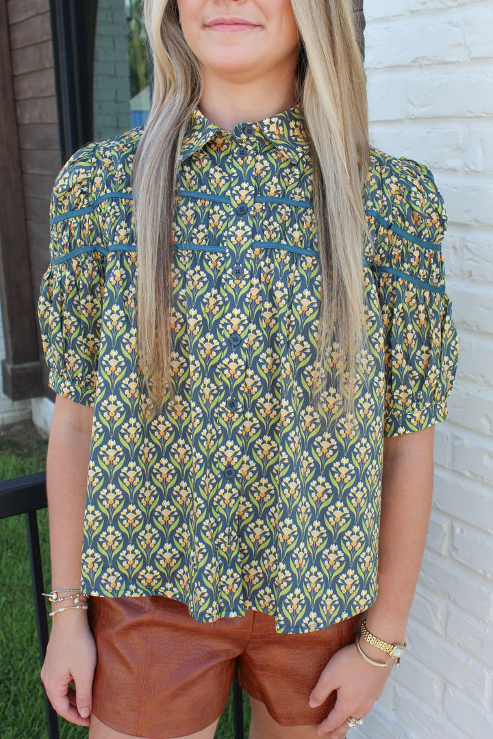SEA GLASS FLORAL TOP