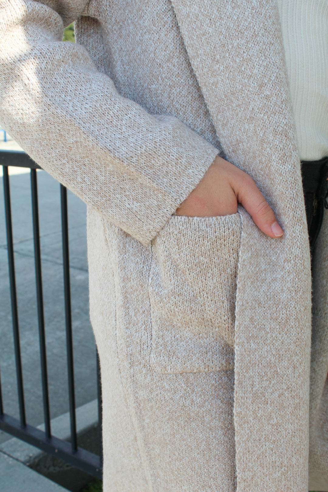 OATMILK OPEN FRONT HOODED CARDIGAN
