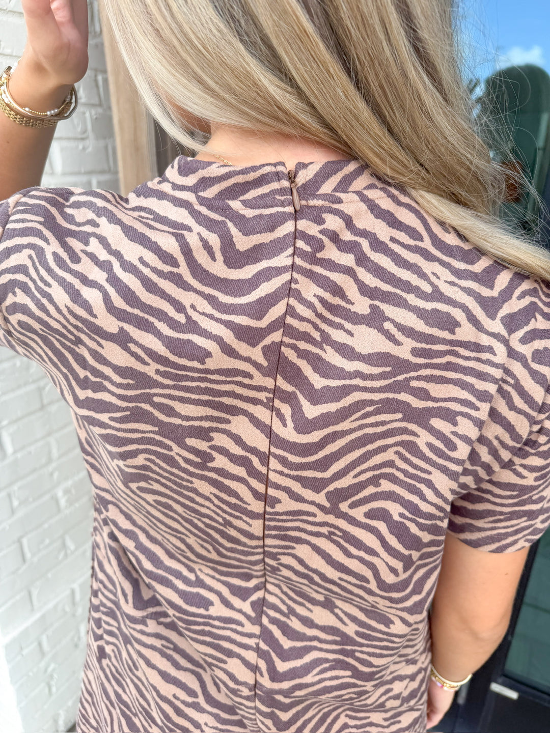 SIENNA TIGER PRINT DARK BROWN DRESS