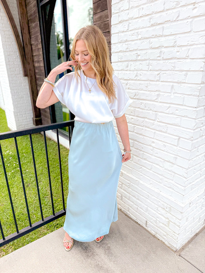 CLEAN SLATE MIDI SKIRT