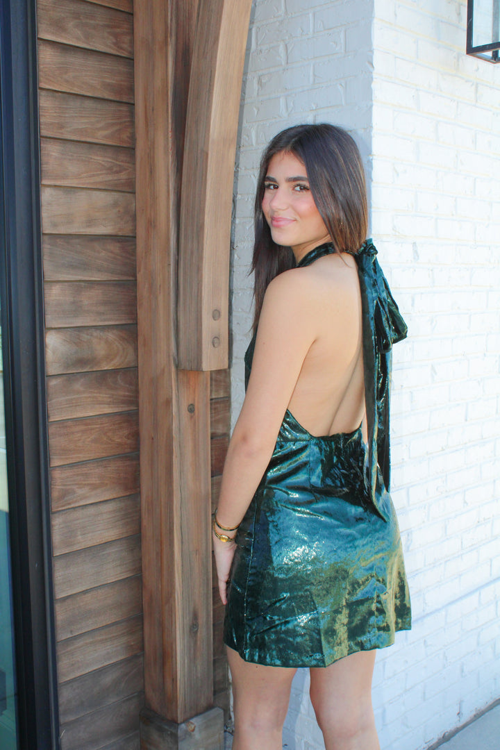 ENCHANTED EVENINGS HALTER DRESS