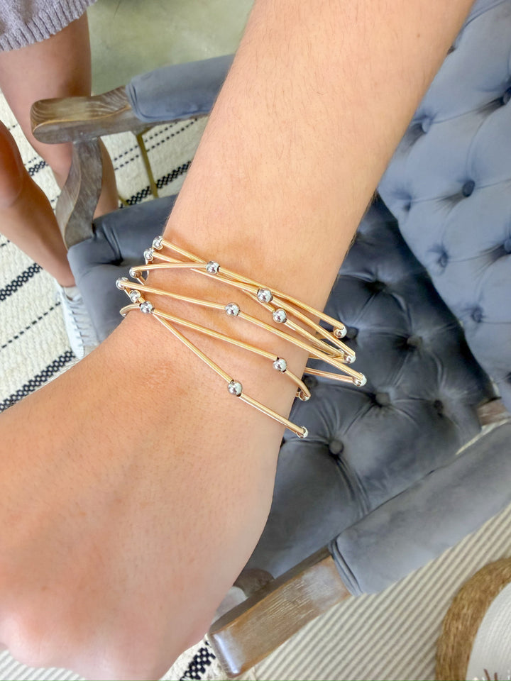 BEADED GUITAR STRING BRACELET STACK