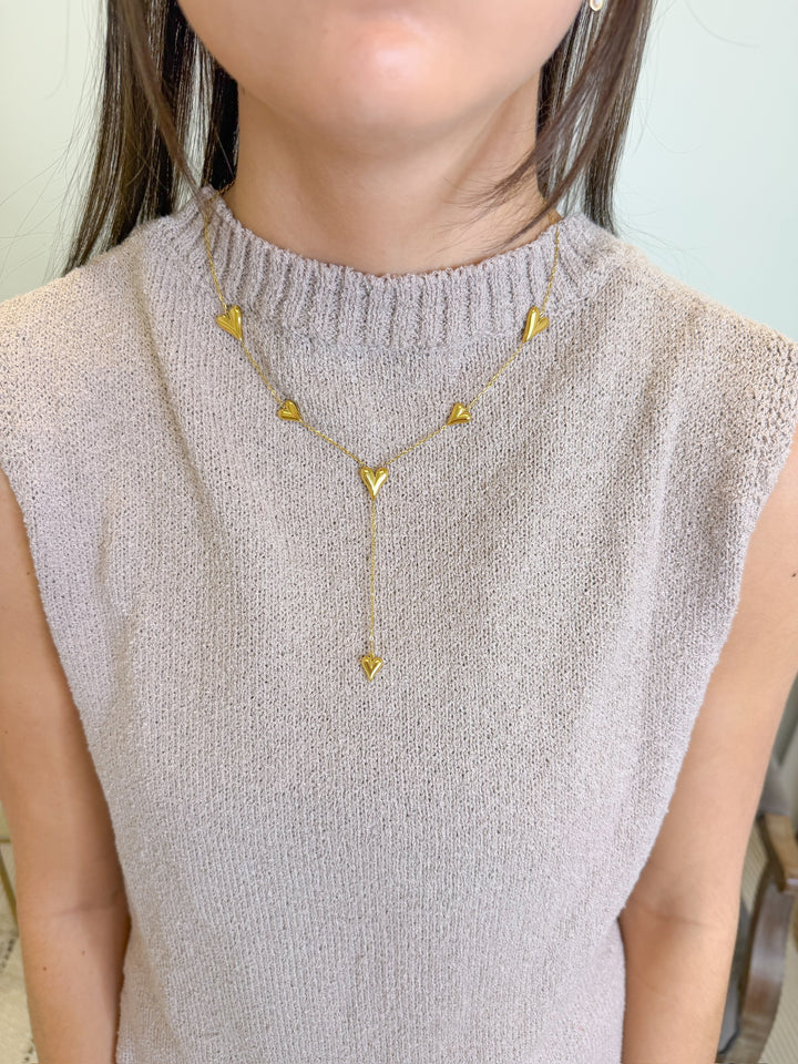 HEART LARIAT WATER RESISTANT NECKLACE