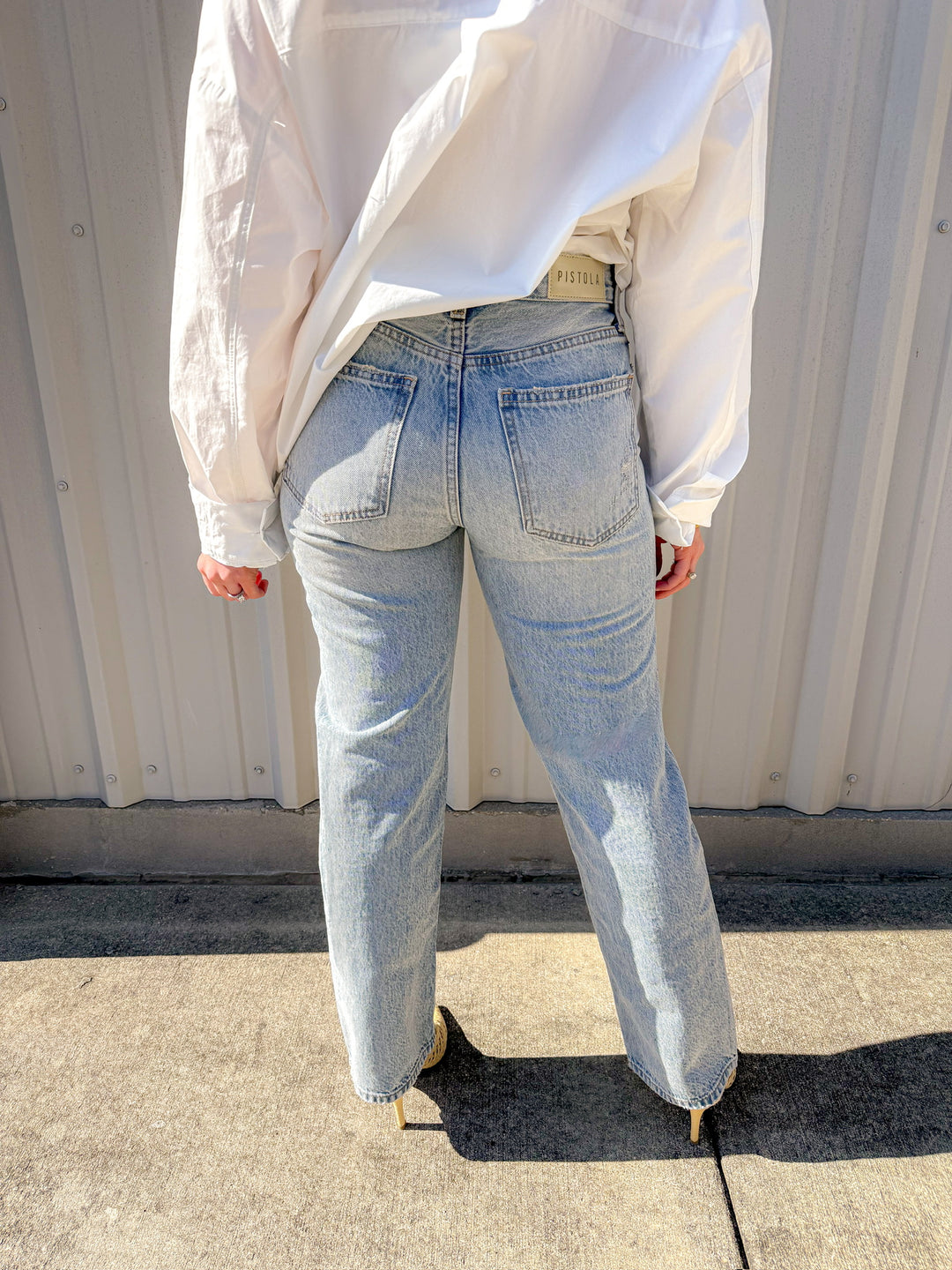 LEXI MID RISE BOWED STRAIGHT LEG JEAN