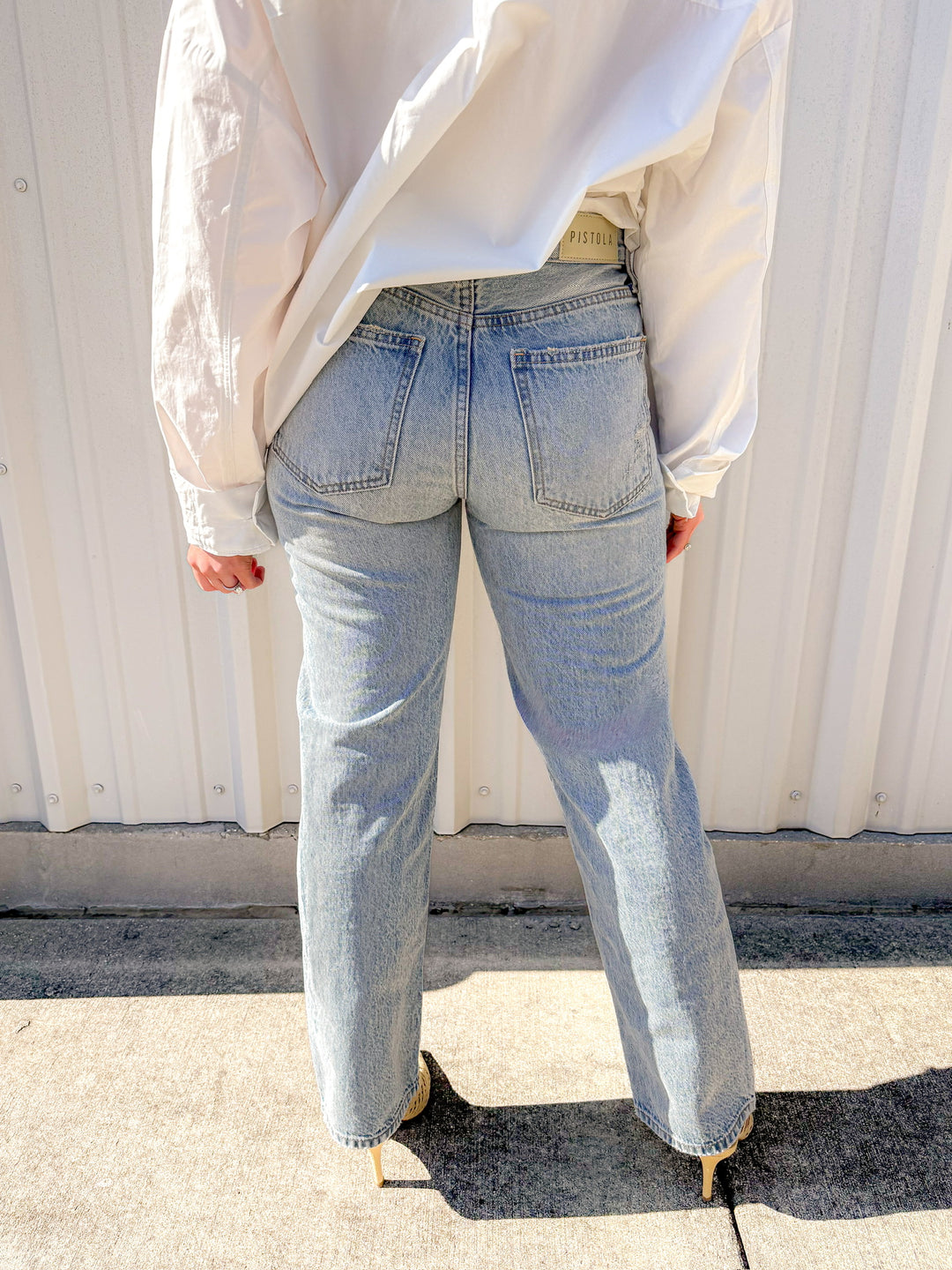 LEXI MID RISE BOWED STRAIGHT LEG JEAN