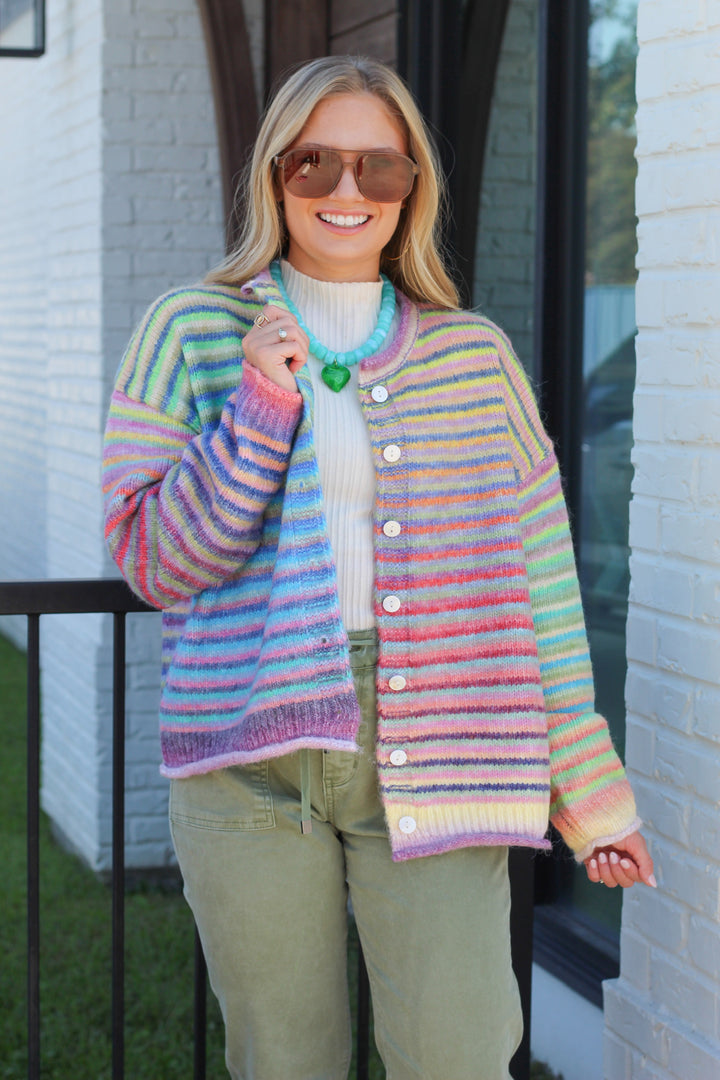 GOOD MOOD RAINBOW CARDIGAN