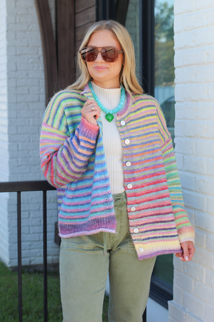 GOOD MOOD RAINBOW CARDIGAN