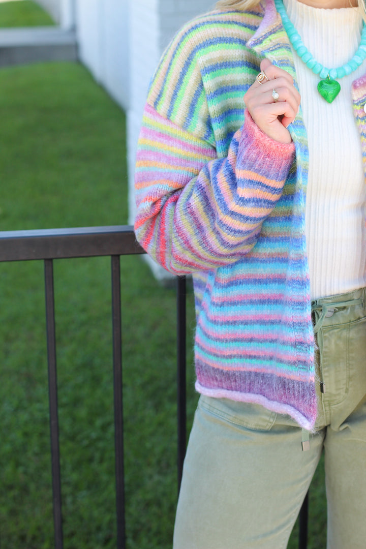 GOOD MOOD RAINBOW CARDIGAN