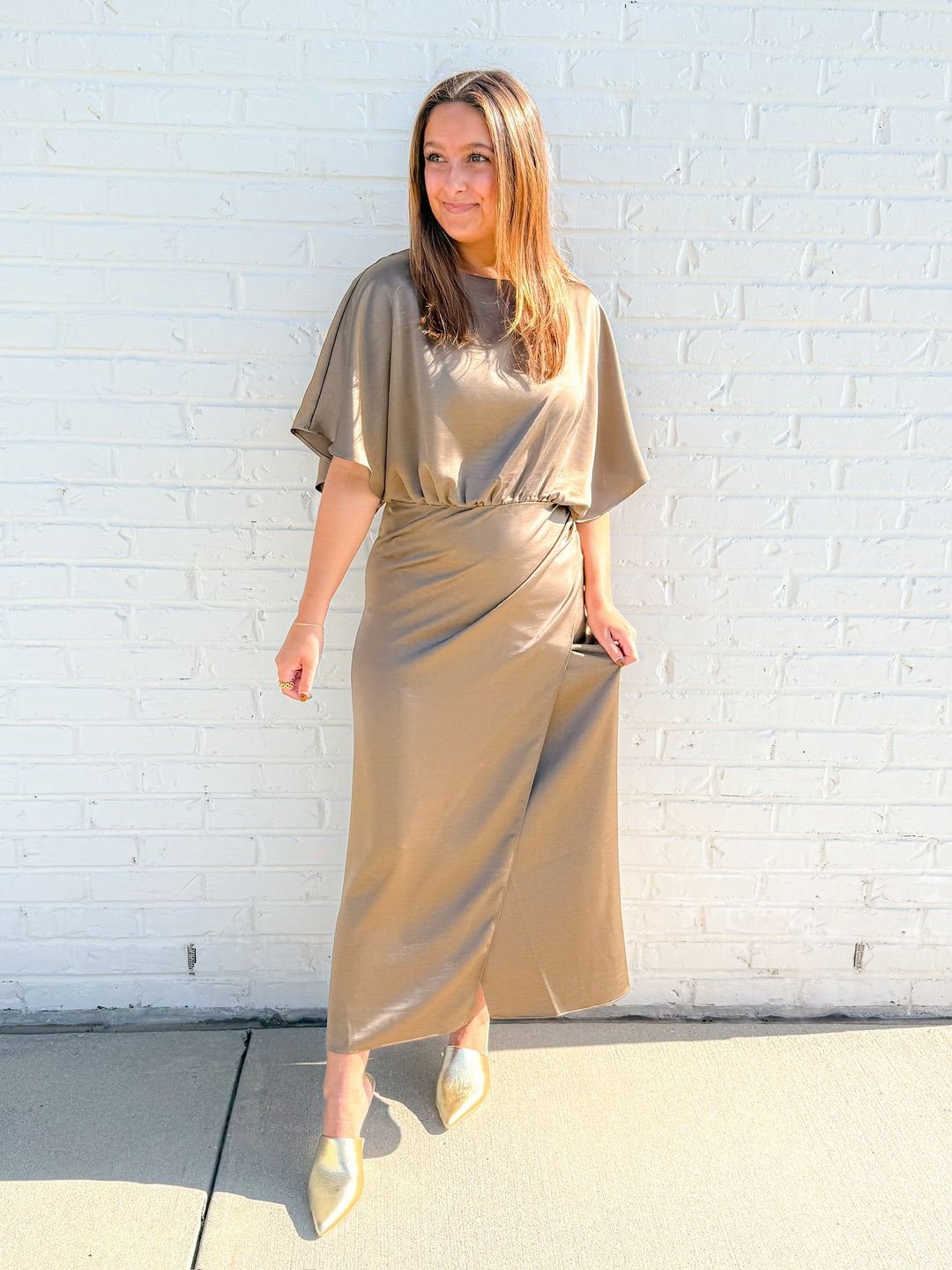 EFFORTLESS DRAPE MIDI DRESS