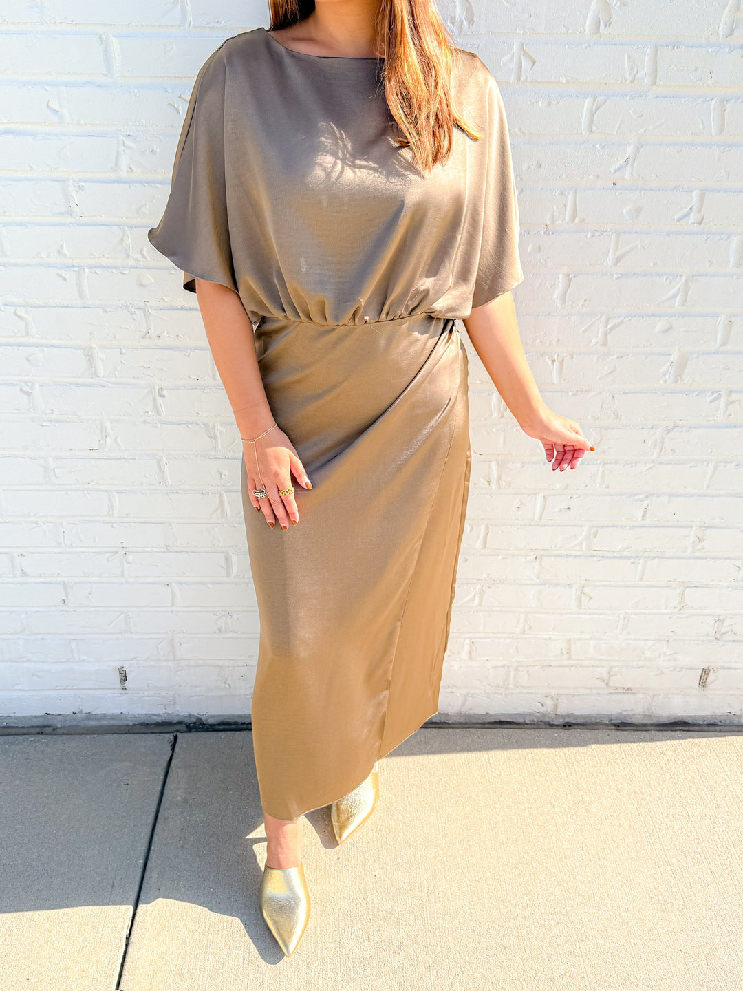 EFFORTLESS DRAPE MIDI DRESS