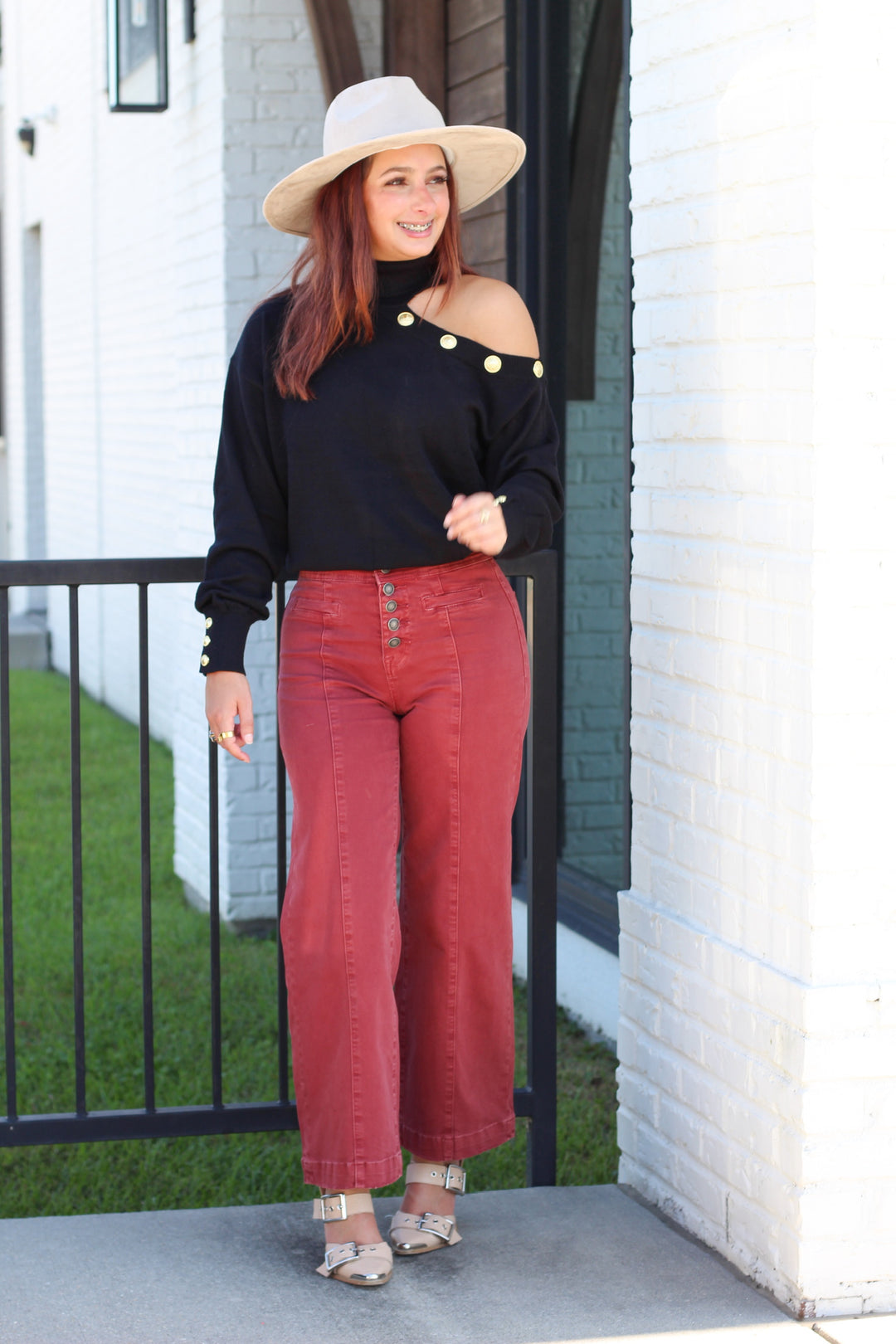 DRESSED TO IMPRESS COLD SHOULDER SWEATER
