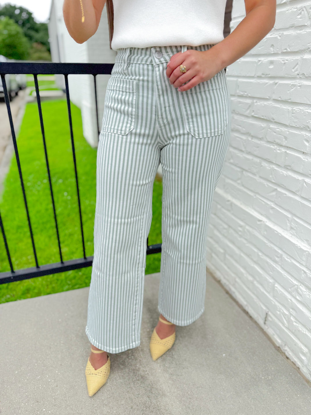 SALT &amp; SAGE HIGH RISE CROPPED WIDE LEG JEAN - MICA