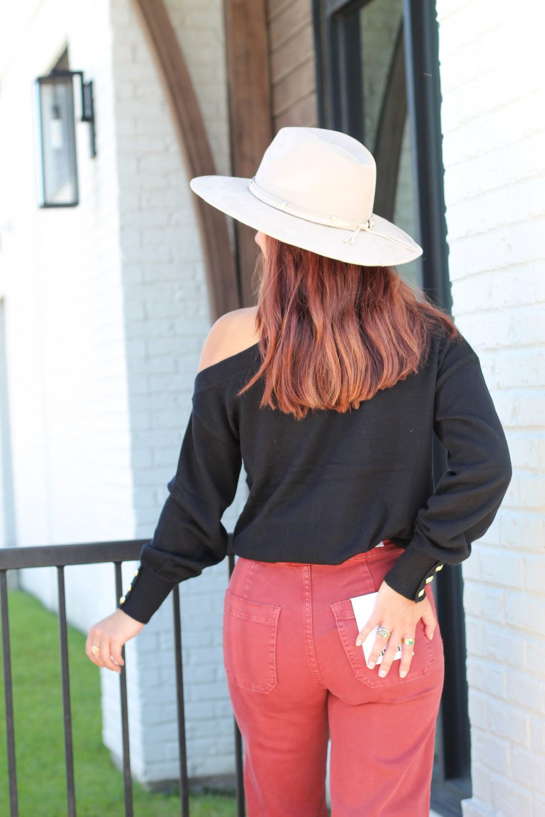 DRESSED TO IMPRESS COLD SHOULDER SWEATER