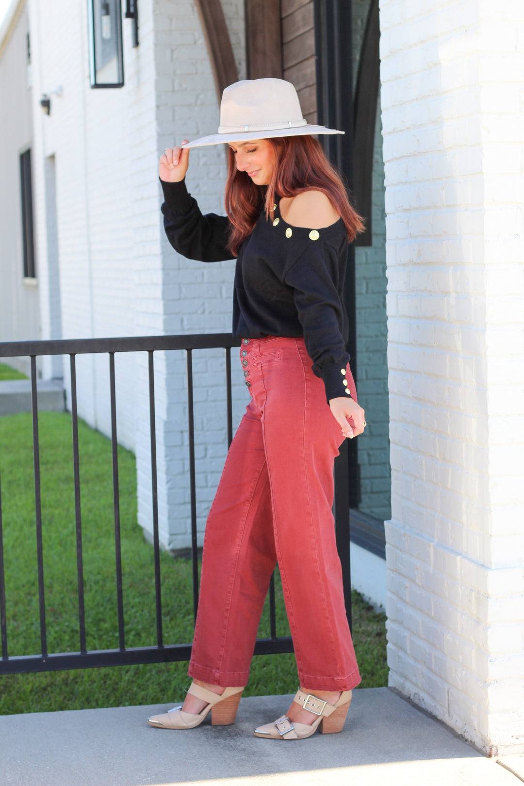 DRESSED TO IMPRESS COLD SHOULDER SWEATER