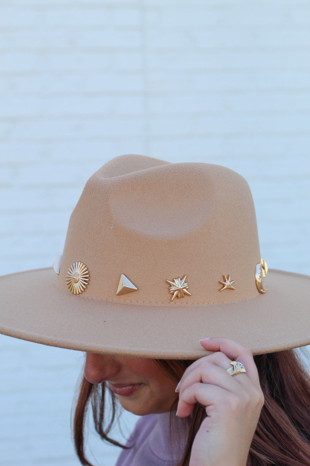 STUDDED SUN MOON STAR FEDORA